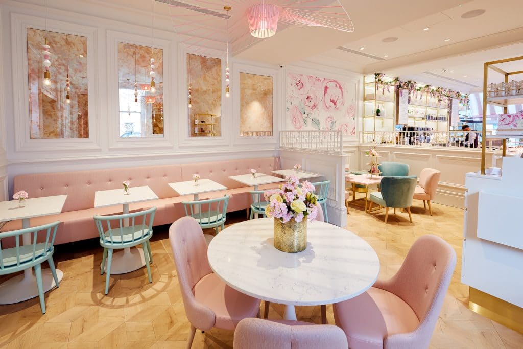 Soft pink bakery interior